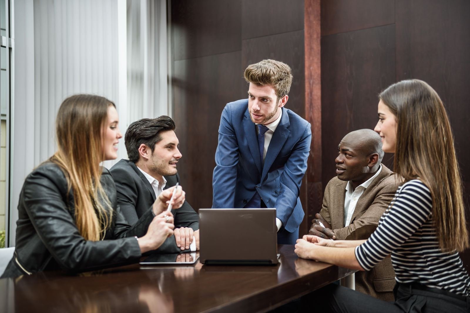 Team discussing ideas during a project